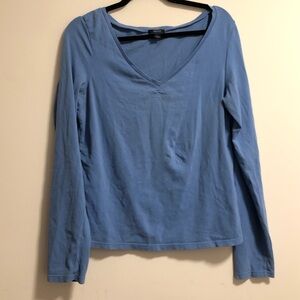Nautica Light Blue V-Neck Long Sleeve Shirt (Free Mystery Clothes)